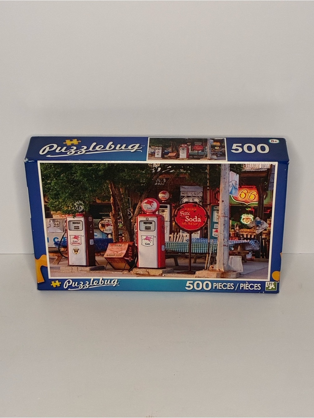 500-Piece Retro Gas Station Jigsaw Puzzle - Blue